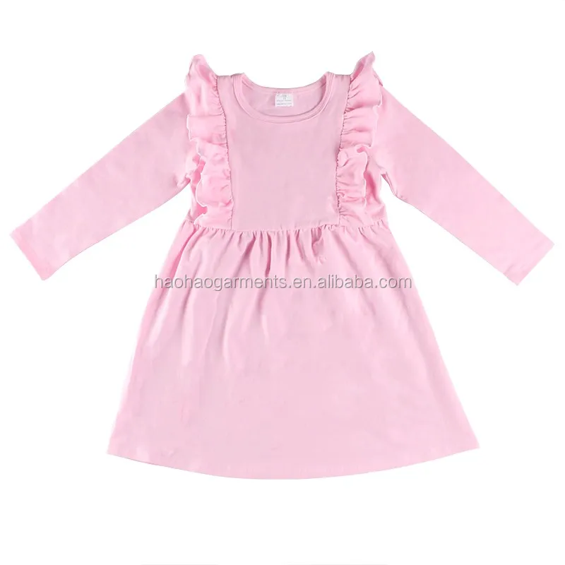 Kids Boutique Clothing Children O-Neck Long Flutter Sleeve A-line Dress Kids Clothes Girl Dress