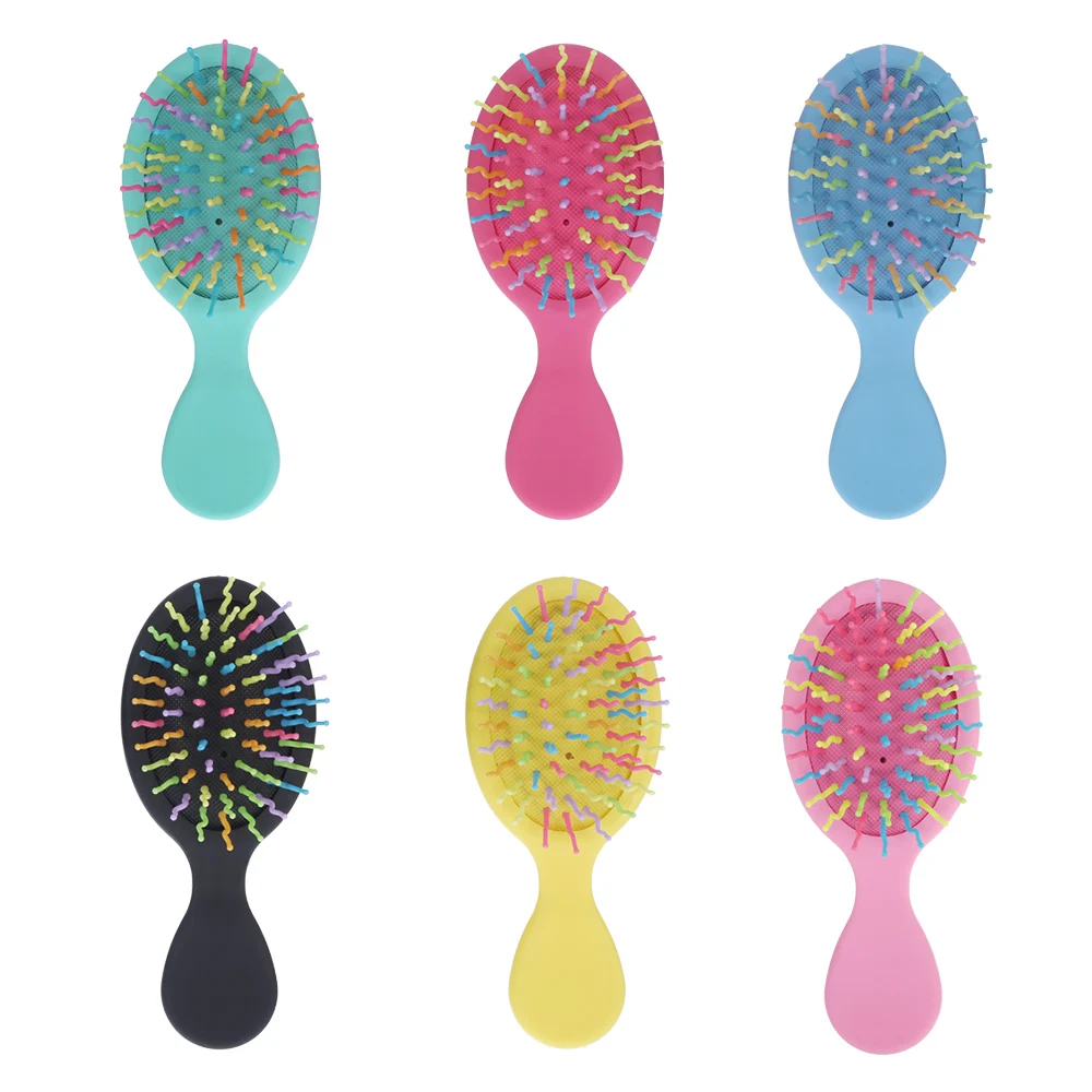 Yaeshii Custom logo Professional Manufacturing Rubber Mini Round Rainbow Hair Brush