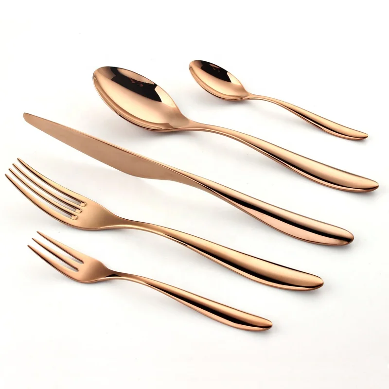 gold plated cutlery 6-Piece Flatware Set Knife Fork Spoon Gold Cutlery Set golden cutlery