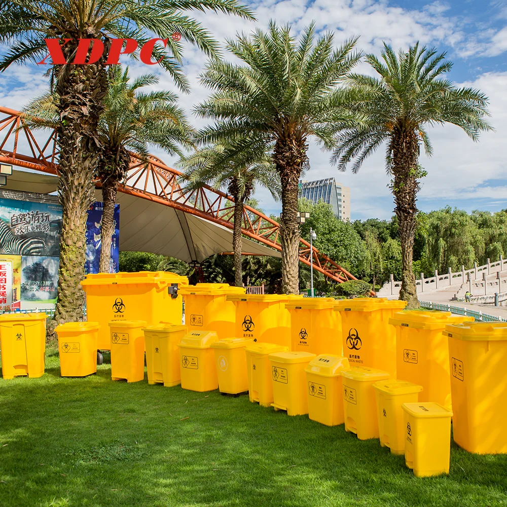 Clinic yellow plastic storage bucket medical waste container