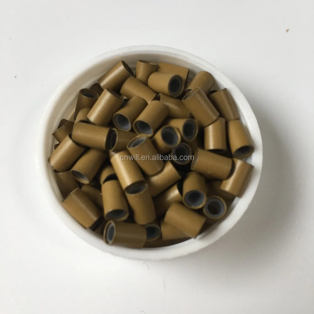 
4.0 3.0 6.0mm Copper Silicone Micro Link 4.0mm hair micro rings beads for loop i tip hair extensions copper silicone tube 5 colo 