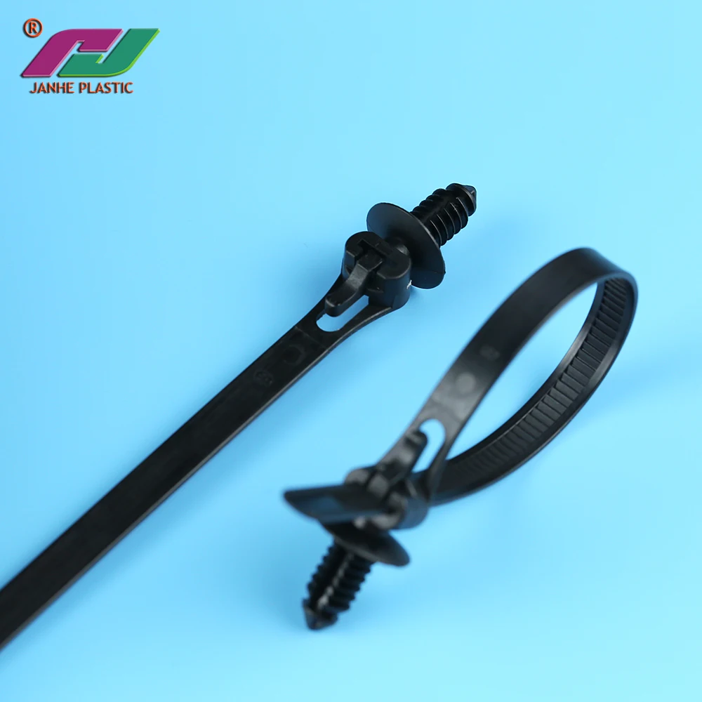 black cable tie holder push mount cable tie high tensile strength cable tie