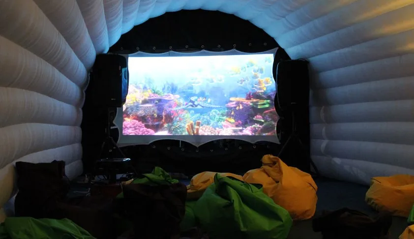 LED decoration cinema screen inside inflatable party dome tent for rental