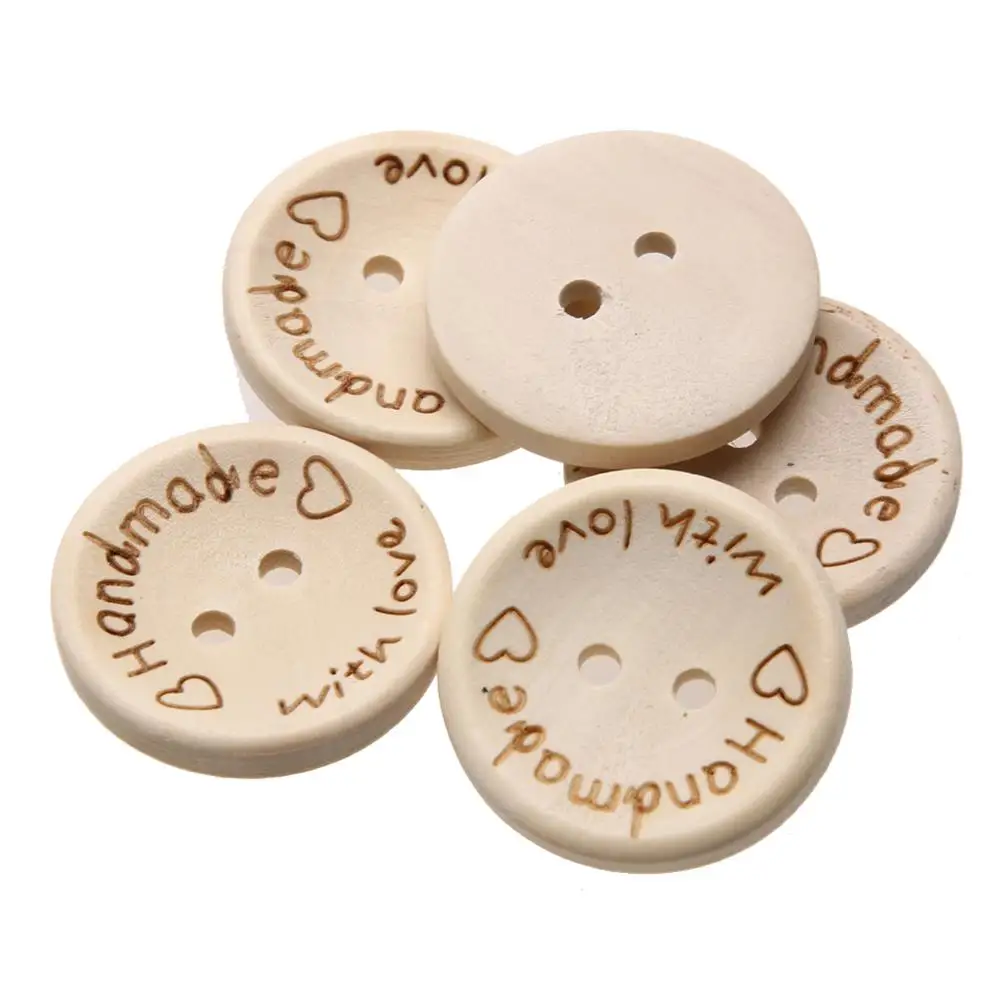 100pcs/bag Wooden Buttons Handmade Letter Love Scrapbooking For Wedding Decoration DIY Craft apparel accessories