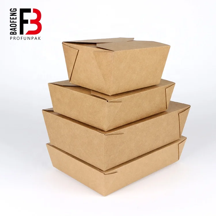 customized logo take away kraft paper or white card food box with certification contain for rice noodle snack and so on