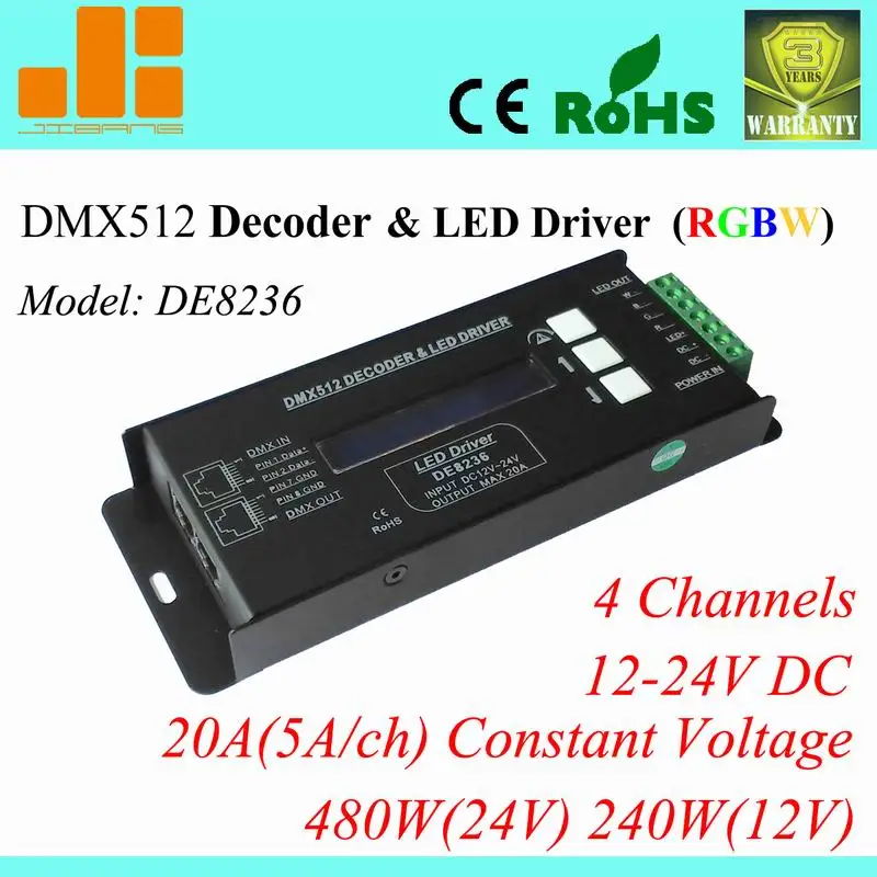 RGBW DMX decoder & led driver DE8236