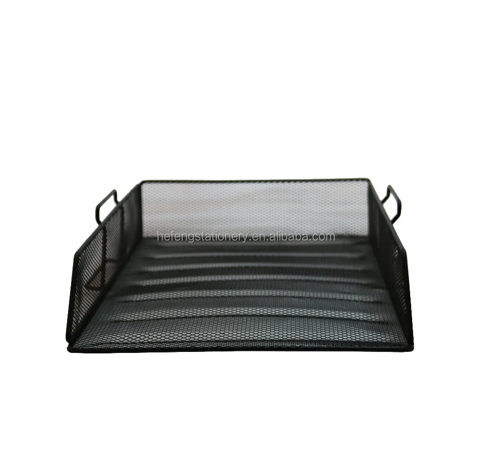 
mesh metal stackable table/desk organizer document paper storage tray 
