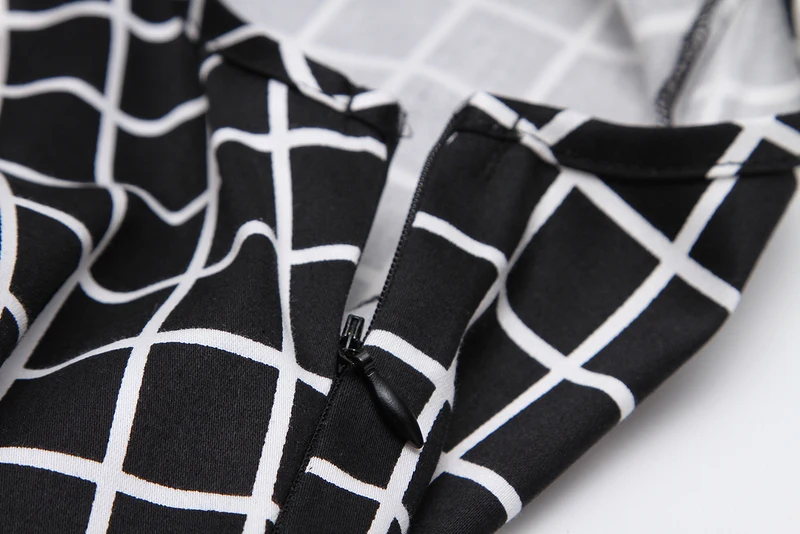 Free Shipping Summer Black White Plaid Designer Party Dresses For Women