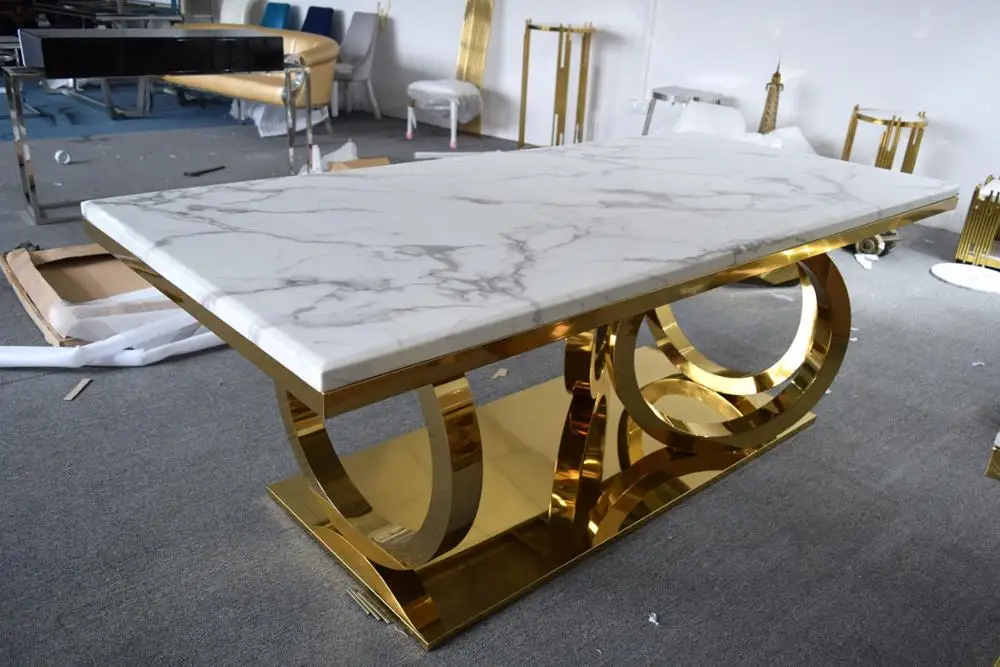 A8068  Modern gold marble dining table set