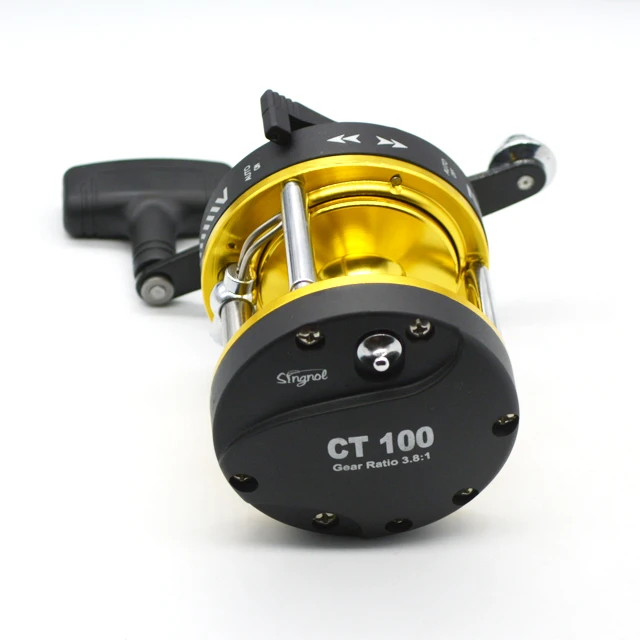 Wholesale CT100 Aluminum Baitcasting Reel 3:8:1 Gear Ratio3 Ball Bearing Pure Metal Casting Reel Drum Wheel Boat Sea Fishing