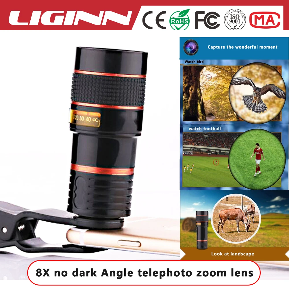 LIGINN Professional Universal Clip 8X Zoom Telephoto mobile phone camera telescope Lens for All Android smartphone