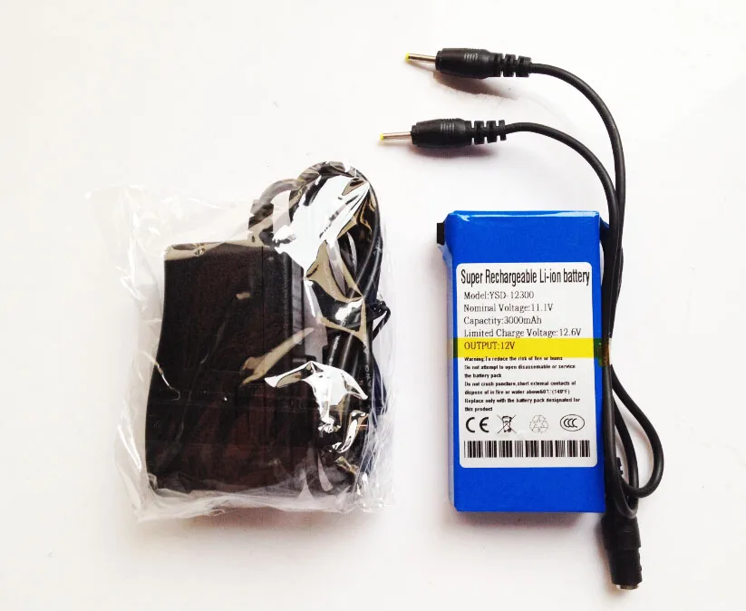 Factory customize 12V 3000mah rechargeable Li-ion battery pack with 2.5*0.7mm connector for Lan router,CCTV Camera