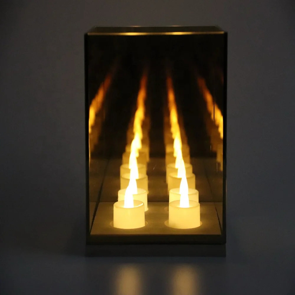 golden craft home decor gold infinity mirror cube candle holder
