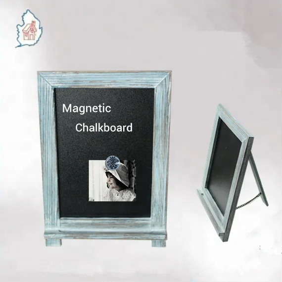 Tabletops Rustic Wooden Framed Standing Chalkboard Sign with Non-Porous Magnetic Chalk Board Surface