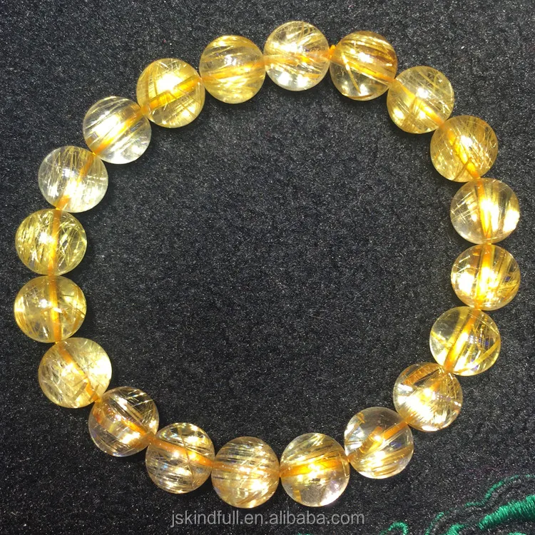 Wholesale Natural High Quality Different Size Crystal  Gold Rutilated Quartz Healing Bracelets For Gifts