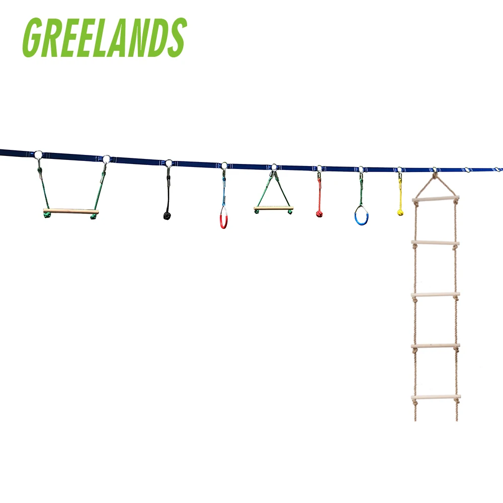 
Ninja Rope Ladder, Outdoor GYM Monkey Bar, Ninja Slackline with Wood Ladder 