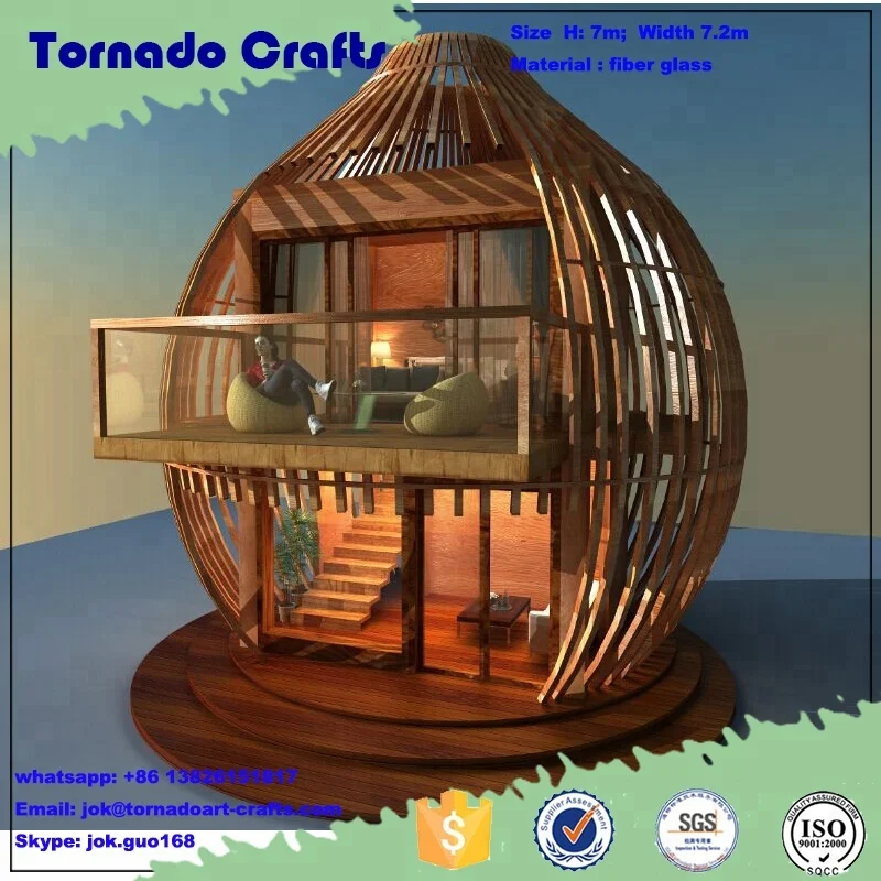 newest design China supplier large outdoor wooden hotel artificial tree house for sale