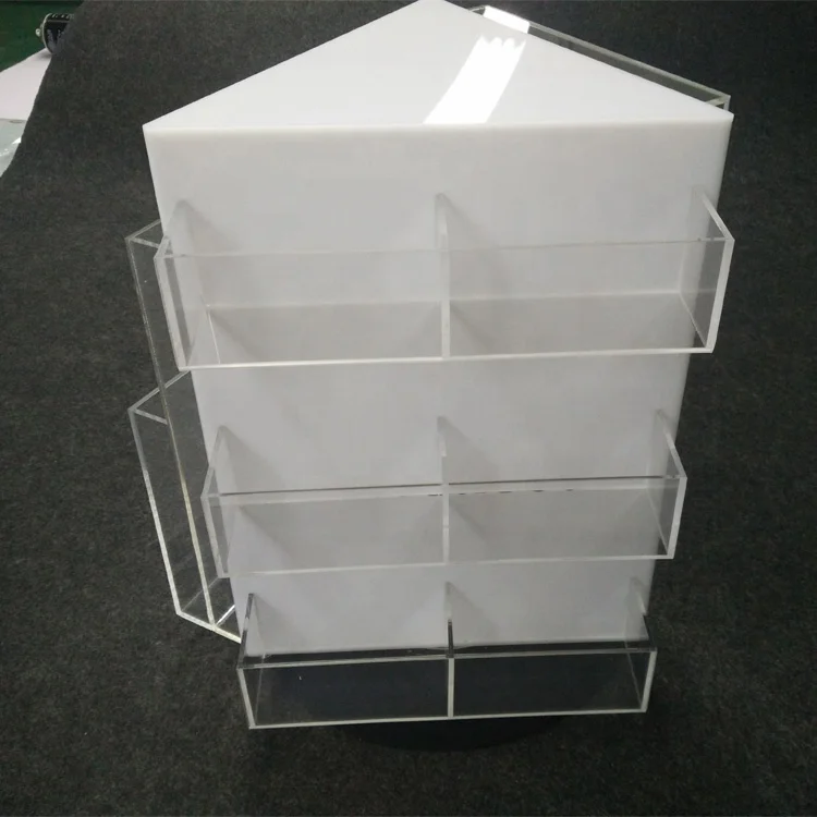 Hot sale cheap acrylic 3 sides rotating menu stand custom brochure holder