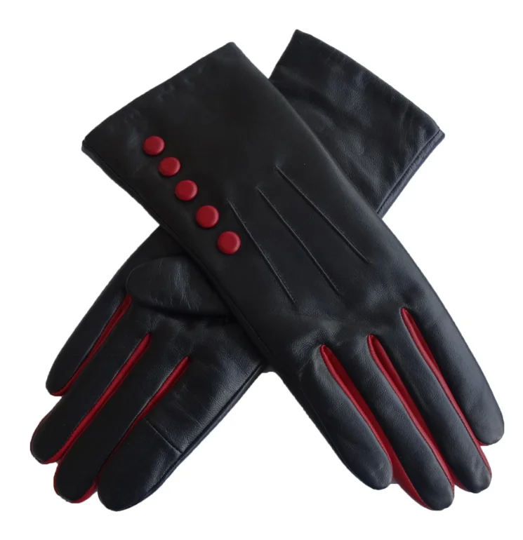 New Collection Comparison Color Genuine leather Ladies Dress Gloves with 5 Buttons
