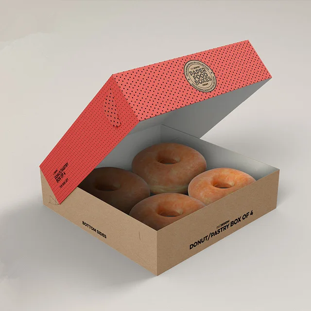 
Custom printing 4 pack folding food grade paper packaging box for donut 