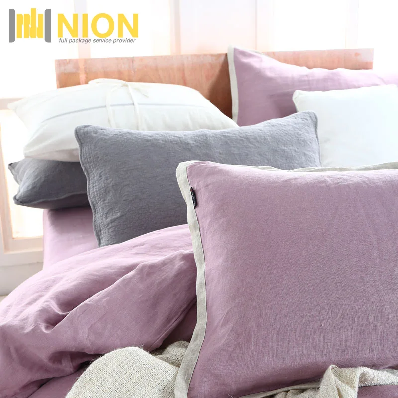 
Pure Stone Washed Heavy Soft Flax Linen Sheets 100% Natural French Flax Linen Purple 