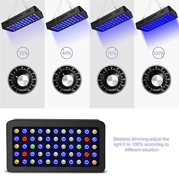 Chinese sunrise sunset programmable led aquarium light 165W Full Spectrum led aquarium light coral reef