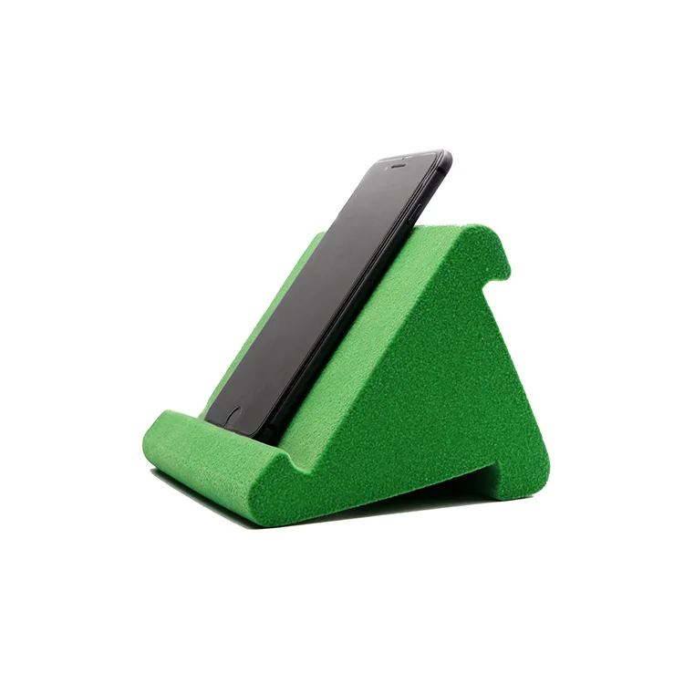 Triangle Flocked mobile phone Pillow Holder Stand Green Stylish sponge Wedge Pillow Angled Cushion for PC Tablet mobile phone