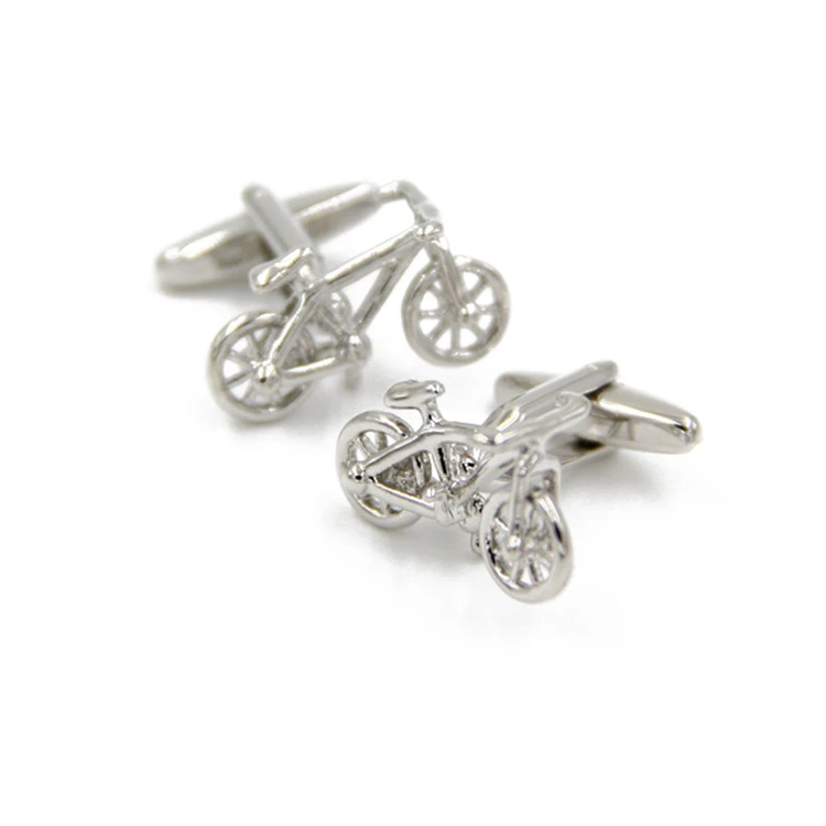 Cut Out Sliver Plated Sport Bicycle Cufflinks