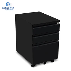 Metal office wheel mobile small steel filing storage 3 drawer cabinet modern design pedestal metal movable file cabinet