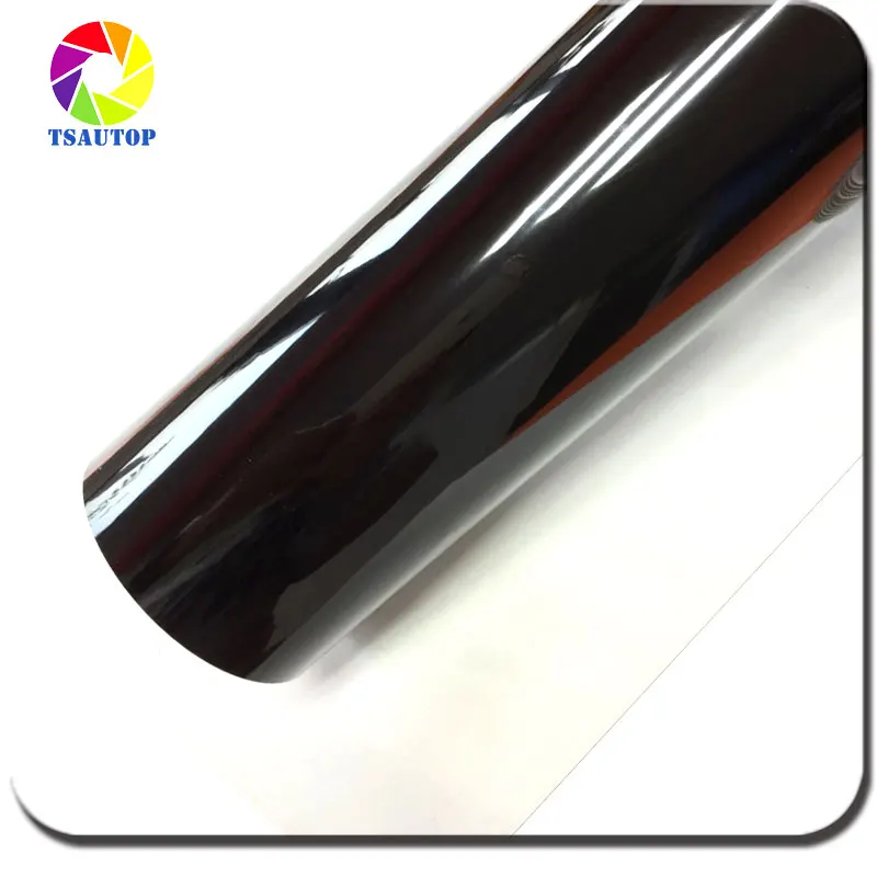 Виниловые обертки TSAUTOP для автомобиля супер глянцевый виниловый черный рулон