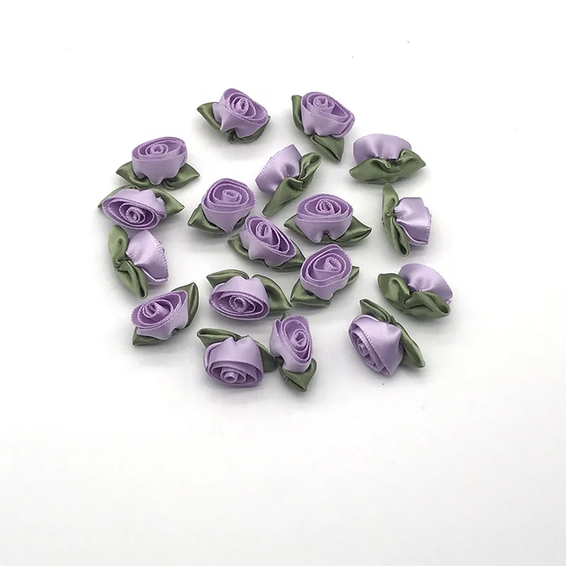Wholesale artificial mini silk rosettes fabric flowershandmade satin ribbon roses DIY craft for wedding decoration