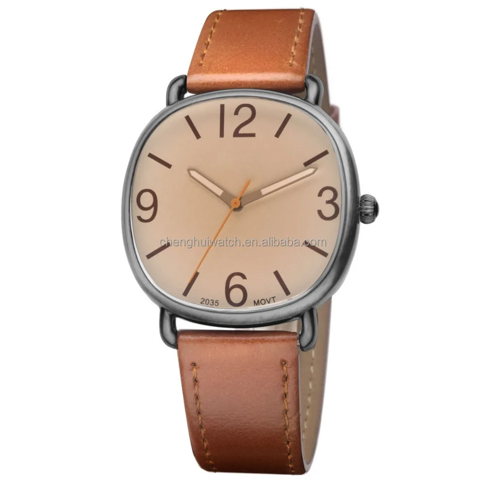 Fashion ultrathin leather watch design for men stainless steel case leather quartz watch alibaba express 2015