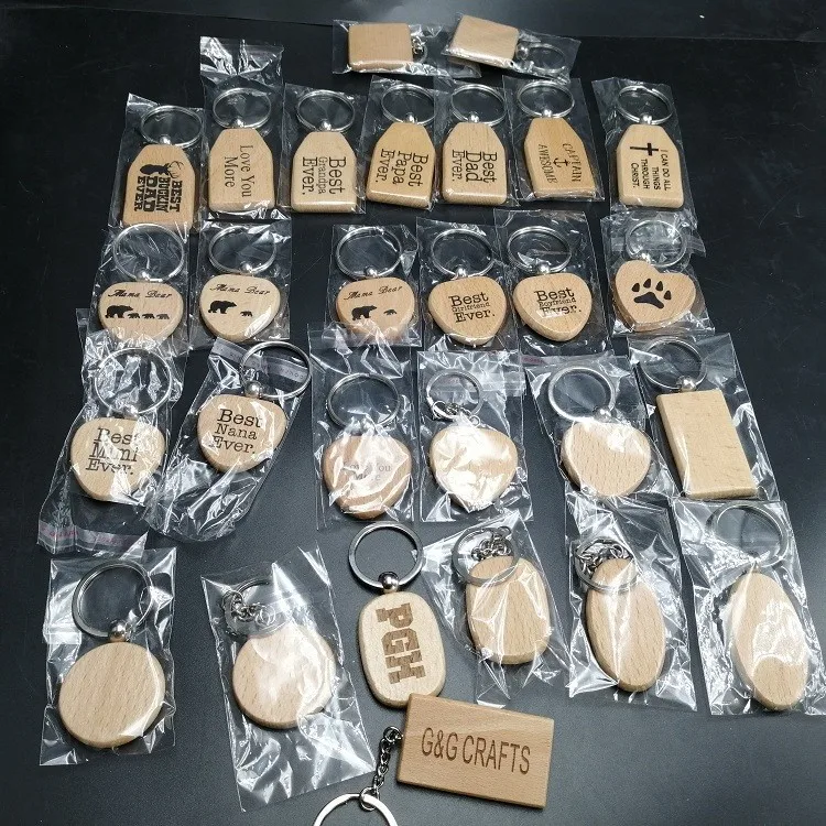 Оптовая продажа заводской логотип квадратный деревянный брелок