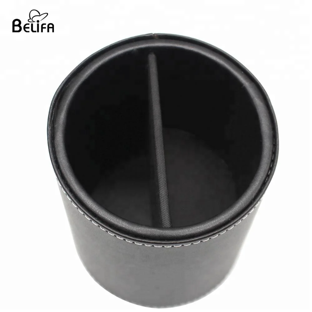 Belifa custom color size and logo pu leather makeup brush holder cup and pen box,storage case