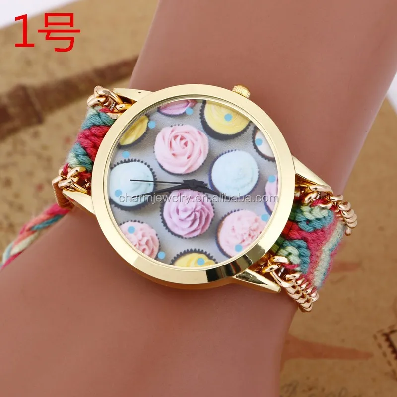 Latest bracelet watch with weave band/lady wrist watches for women BWL0 26