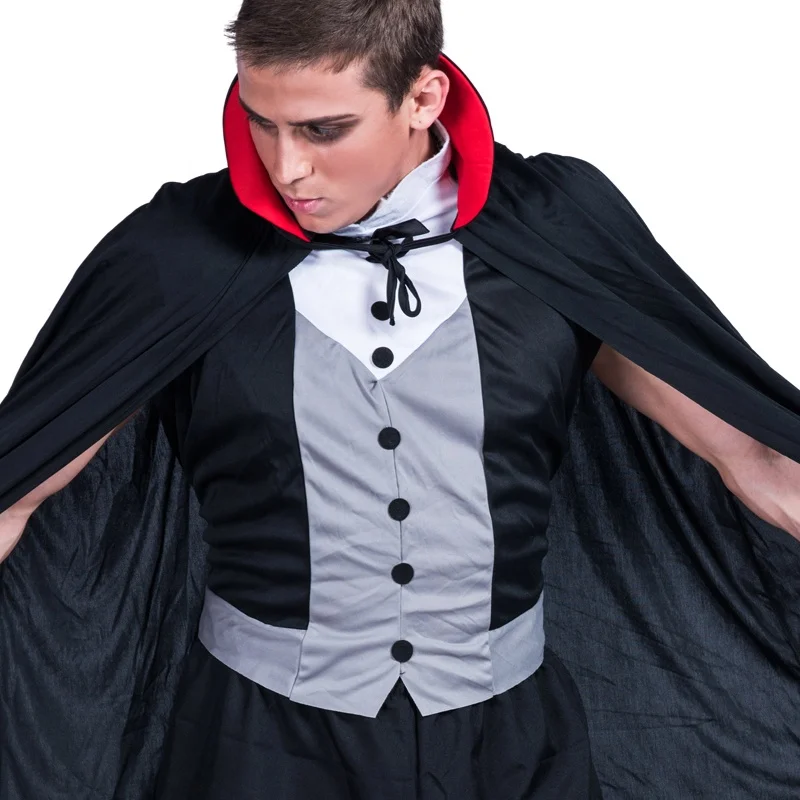 Wholesale New 2019 Gothic Vampire black Cloak for men Halloween adult cosplay costume festival clothing