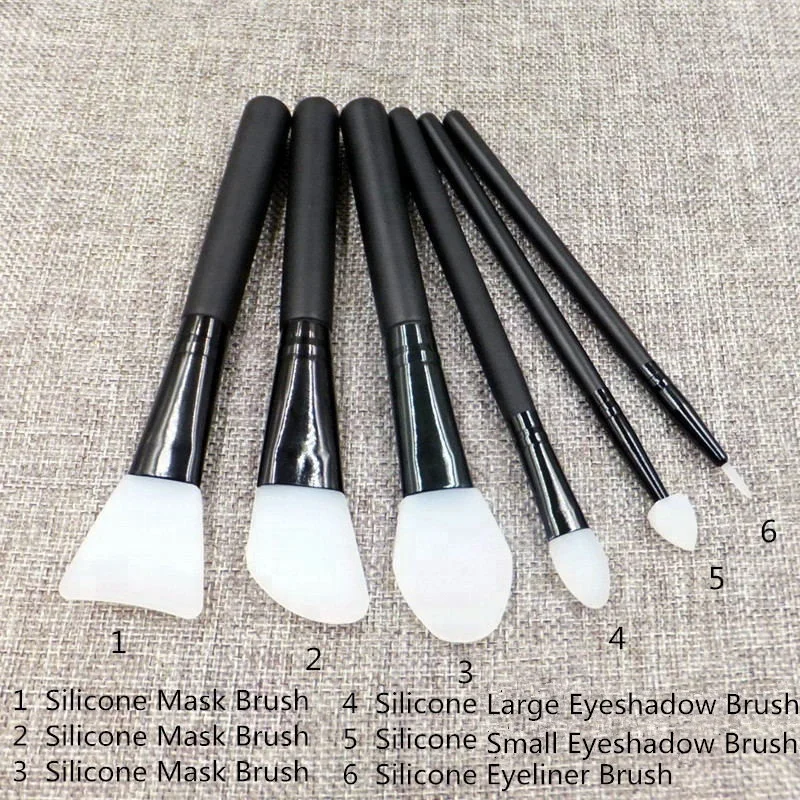 6PCS Silicone Mask Brushes Kit Women Silicone Cosmetic Face Mask Brush Set And Eye Makeup Brushes Pro Tool