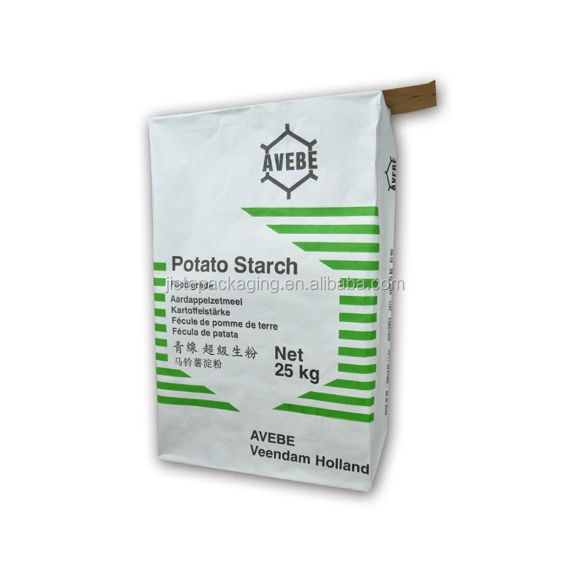 10kg 25kg flour, potato starch pack paper bag