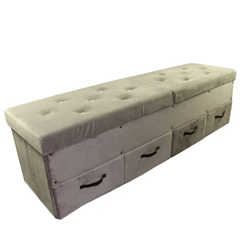 
Furniture folding foot rest long storage bench With Box 