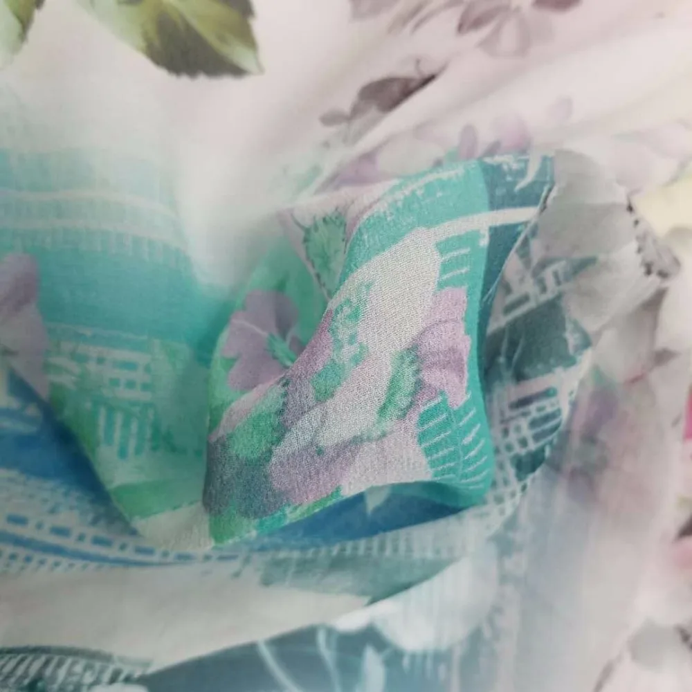 Hot sales product 8mm digital print big flower architectural printing 100% silk organza fabric for  dress