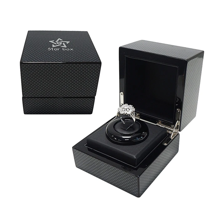 
HW188 Luxury 9mm MDF wooden jewelry packaging box ring box 