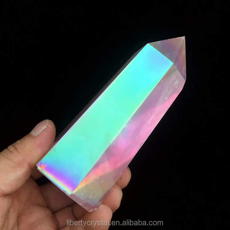 Wholesale Angel Aura Rose Quartz Electroplating Crystal Point
