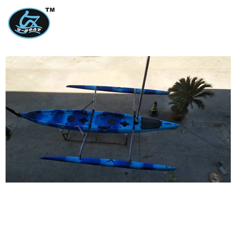 16ft exxonmobil lldpe&plastic double foot propel pedal drive sailboat&canoe&kayak with dacron sail and outrigger accessories