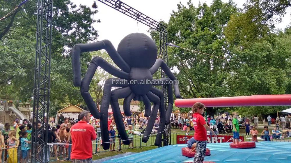 5m Giant Hanging Inflatable Black Spider Model for Halloween Decoration