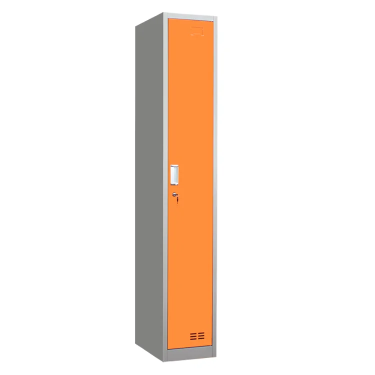 Knock Down Clothes Single Door Steel Locker Cabinet Wardrobe Cupboard