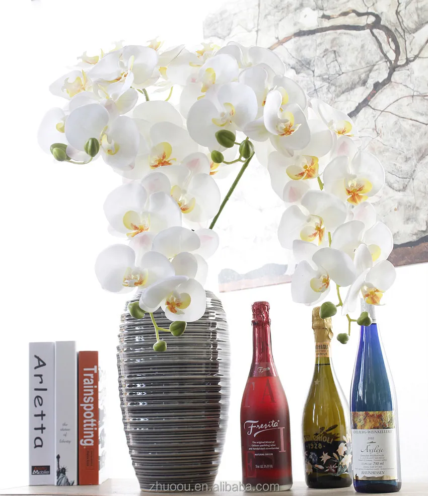 Hot sell High Quality 3D Print Real Touch Silk Orchid Artificial Flowers Phalaenopsis Orchids Flower for Wedding Home Decoration