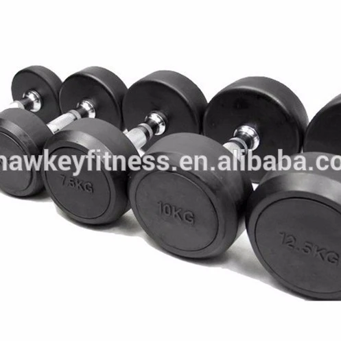2018 Hot Selling Gym Equipment Weight lifting Rubber Round Dumbbell Set For FitnessTraining