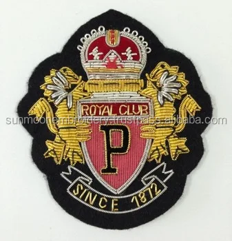  OEM и ODM приветствуются нашивки с аппликацией ручной работы вышивкой из золотой проволоки вышитый Блейзер военная форма бейдж