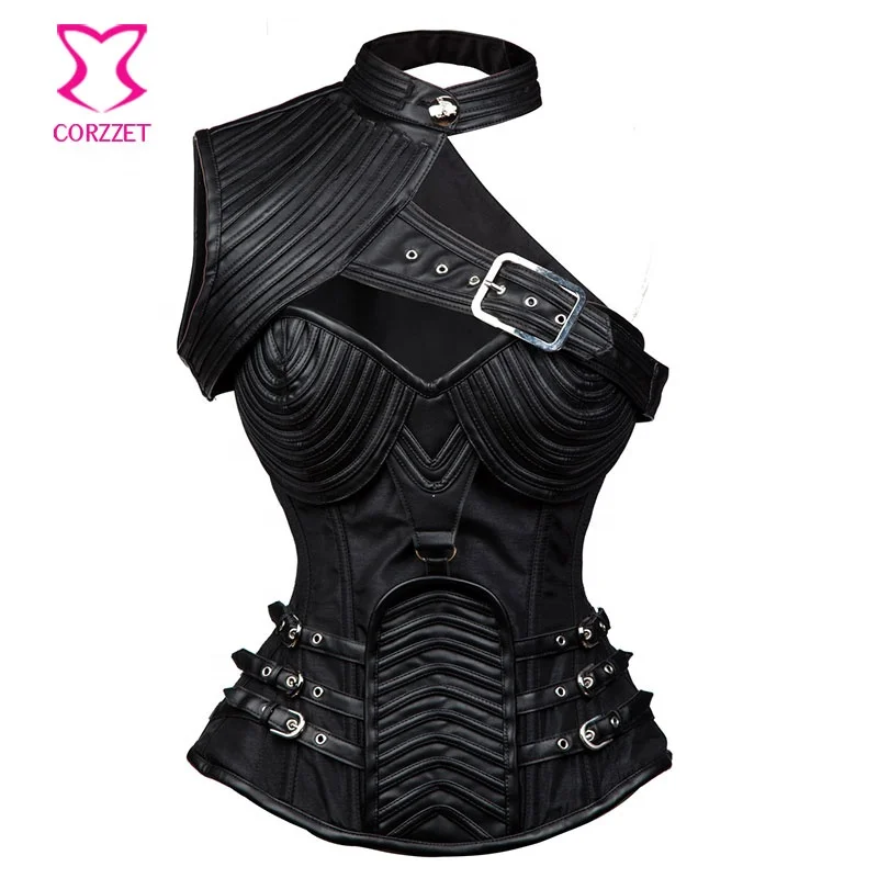 Corzzet Vintage Gothic Clothing Shoulder Sleeveless Armor Korsett Set Victorian Steampunk Burlesque Corset For Punk Women & Men