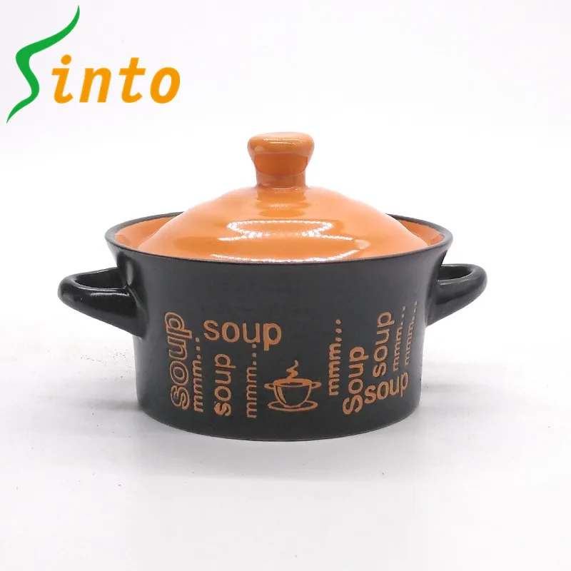 Best ceramic hot soup pot with two handles and lid